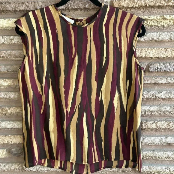Jones New York Zebra Print 100% Silk Sleeveless Blouse Size Small - Picture 1 of 6